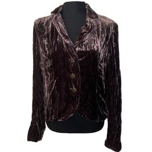 Cupio Vintage Dark Brown Plum Velvet Women’s Jacket Size 10